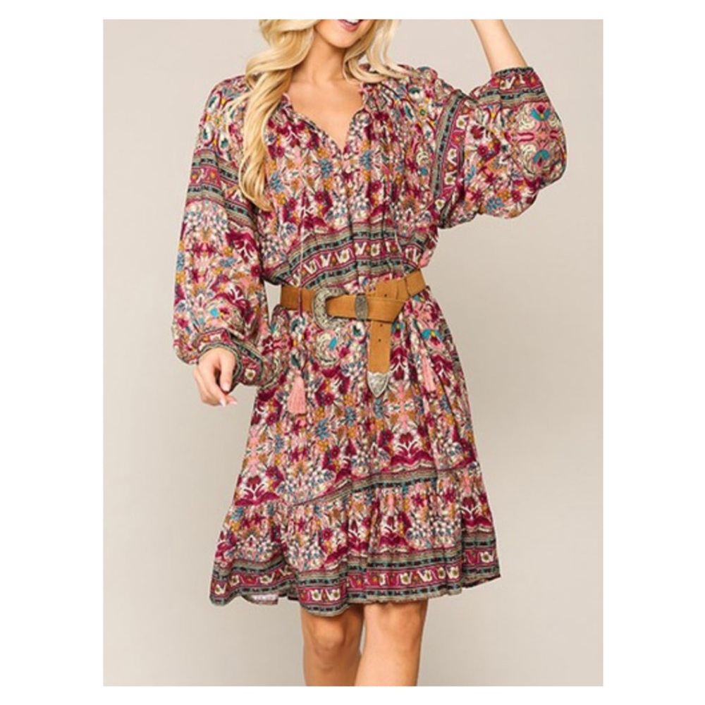 Boho Floral Hues of Pink Dress